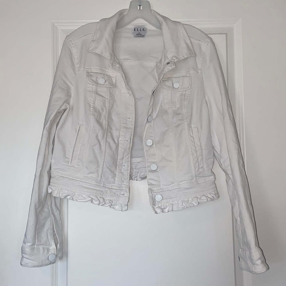 White Ruffle Denim Jacket
